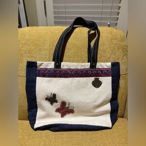 Canvas & Denim Boho Tote Bag